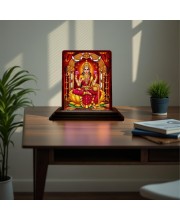 Car Desk/Table Top Maa Laxmi Wooden Photo Stand 3x4 Inches, Compact & Stylish Spiritual Display For Car, Home & Office (Pack Of 1) (F15084)