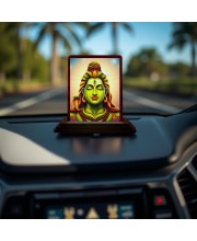 Car Desk/Table Top Lord Shiva Wooden Photo Stand 3x4 Inches, Compact & Stylish Spiritual Display For Car, Home & Office (Pack Of 1) (F14181)