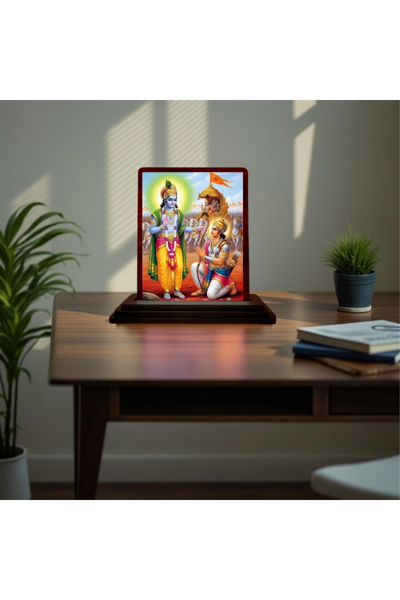 Car Desk/Table Top Lord Ram Wooden Photo Stand 3x4 Inches, Compact & Stylish Spiritual Display For Car, Home & Office (Pack Of 1) (F15147)