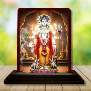 Car Desk/Table Top Lord Dattatreya Wooden Photo Stand 3x4 Inches, Compact & Stylish Spiritual Display For Car, Home & Office (Pack Of 1) (F14395) Car Desk/Table Top Lord Dattatreya Wooden Photo Stand 3x4 Inches, Compact & Stylish Spiritual Display For Car, Home & Office (Pack Of 1) (F14395)