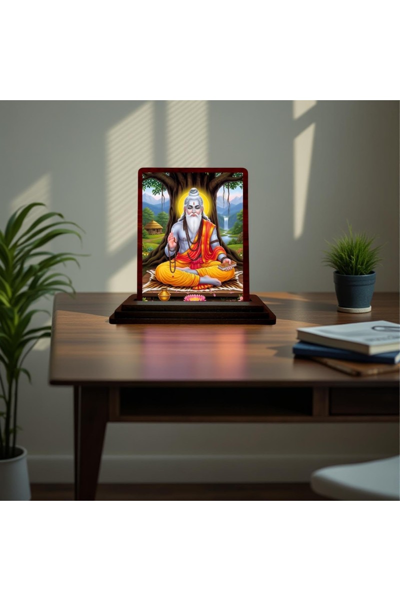 Car Desk/Table Top Valmiki Wooden Photo Stand 3x4 Inches, Compact & Stylish Spiritual Display For Car, Home & Office (Pack Of 1) (F15168)