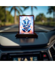 Car Desk/Table Top Lord Ganesha Wooden Photo Stand 3x4 Inches, Compact & Stylish Spiritual Display For Car, Home & Office (Pack Of 1) (F14491)