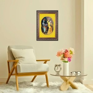 Divine Krishna & Radha Spiritual Guru Digital Photo In Designer Frame, Size 10x16 Inch | Hindu Religious Picture For Home Temple, Office & Gift | Wall Art & Pooja Decor (F10443)