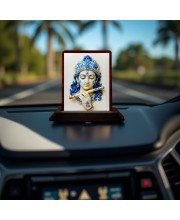 Car Desk/Table Top Lord Krishna Wooden Photo Stand 3x4 Inches, Compact & Stylish Spiritual Display For Car, Home & Office (Pack Of 1) (F14283)