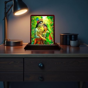 Car Desk/Table Top Radha Krishna Wooden Photo Stand 3x4 Inches, Compact & Stylish Spiritual Display For Car, Home & Office (Pack Of 1) (F14228) Car Desk/Table Top Radha Krishna Wooden Photo Stand 3x4 Inches, Compact & Stylish Spiritual Display For Car, Home & Office (Pack Of 1) (F14228)