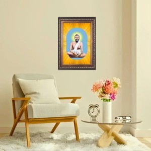 Sri Ramkrishna Spiritual Guru Digital Photo In Designer Frame, Size 14x18 Inch | Hindu Religious Picture For Home Temple, Office & Gift | Wall Art & Pooja Decor (F10473)