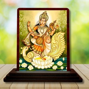Car Desk/Table Top Goddess Saraswathi Wooden Photo Stand 3x4 Inches, Compact & Stylish Spiritual Display For Car, Home & Office (Pack Of 1) (F14275) Car Desk/Table Top Goddess Saraswathi Wooden Photo Stand 3x4 Inches, Compact & Stylish Spiritual Display For Car, Home & Office (Pack Of 1) (F14275)