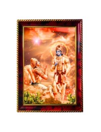 Lord Krishna And Arjuna Photo Frame For Wall & Table | 7x9 Inch Golden Cherry Finish | Decorative Lord Krishna And Arjuna Photo Frame For Home, Office & Pooja Room (F11524)