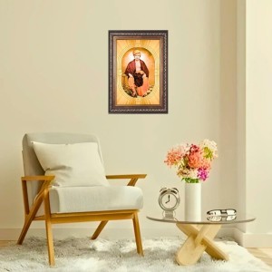 Swami Dayanand Saraswati Spiritual Guru Digital Photo In Designer Frame, Size 8x12 Inch | Hindu Religious Picture For Home Temple, Office & Gift | Wall Art & Pooja Decor (F10464)