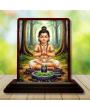 Car Desk/Table Top Lord Shiva Wooden Photo Stand 3x4 Inches, Compact & Stylish Spiritual Display For Car, Home & Office (Pack Of 1) (F15151)
