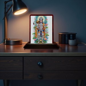 Car Desk/Table Top Lord Hanuman Wooden Photo Stand 3x4 Inches, Compact & Stylish Spiritual Display For Car, Home & Office (Pack Of 1) (F14173) Car Desk/Table Top Lord Hanuman Wooden Photo Stand 3x4 Inches, Compact & Stylish Spiritual Display For Car, Home & Office (Pack Of 1) (F14173)