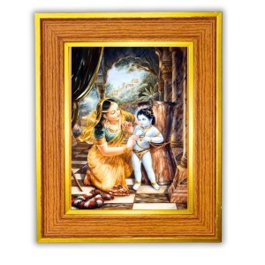 Yashoda And Baby Lord Krishna Photo Frame 10x14 Inches-Brown Wooden Frame For Home, Office & Temple Decoration And Gifting (F6475) Yashoda And Baby Lord Krishna Photo Frame 10x14 Inches-Brown Wooden Frame For Home, Office & Temple Decoration And Gifting (F6475)