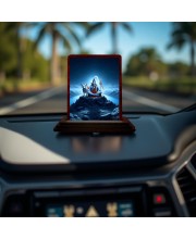Car Desk/Table Top Lord Shiva Wooden Photo Stand 3x4 Inches, Compact & Stylish Spiritual Display For Car, Home & Office (Pack Of 1) (F14308)