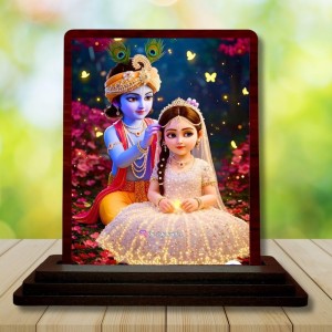 Car Desk/Table Top Radha Krishna Wooden Photo Stand 3x4 Inches, Compact & Stylish Spiritual Display For Car, Home & Office (Pack Of 1) (F14389) Car Desk/Table Top Radha Krishna Wooden Photo Stand 3x4 Inches, Compact & Stylish Spiritual Display For Car, Home & Office (Pack Of 1) (F14389)