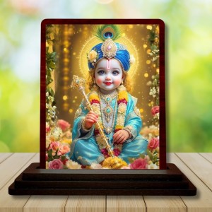 Car Desk/Table Top Lord Bal Krishna Wooden Photo Stand 3x4 Inches, Compact & Stylish Spiritual Display For Car, Home & Office (Pack Of 1) (F15130) Car Desk/Table Top Lord Bal Krishna Wooden Photo Stand 3x4 Inches, Compact & Stylish Spiritual Display For Car, Home & Office (Pack Of 1) (F15130)