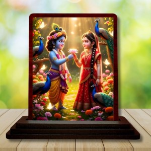 Car Desk/Table Top Radha Krishna Wooden Photo Stand 3x4 Inches, Compact & Stylish Spiritual Display For Car, Home & Office (Pack Of 1) (F14369) Car Desk/Table Top Radha Krishna Wooden Photo Stand 3x4 Inches, Compact & Stylish Spiritual Display For Car, Home & Office (Pack Of 1) (F14369)