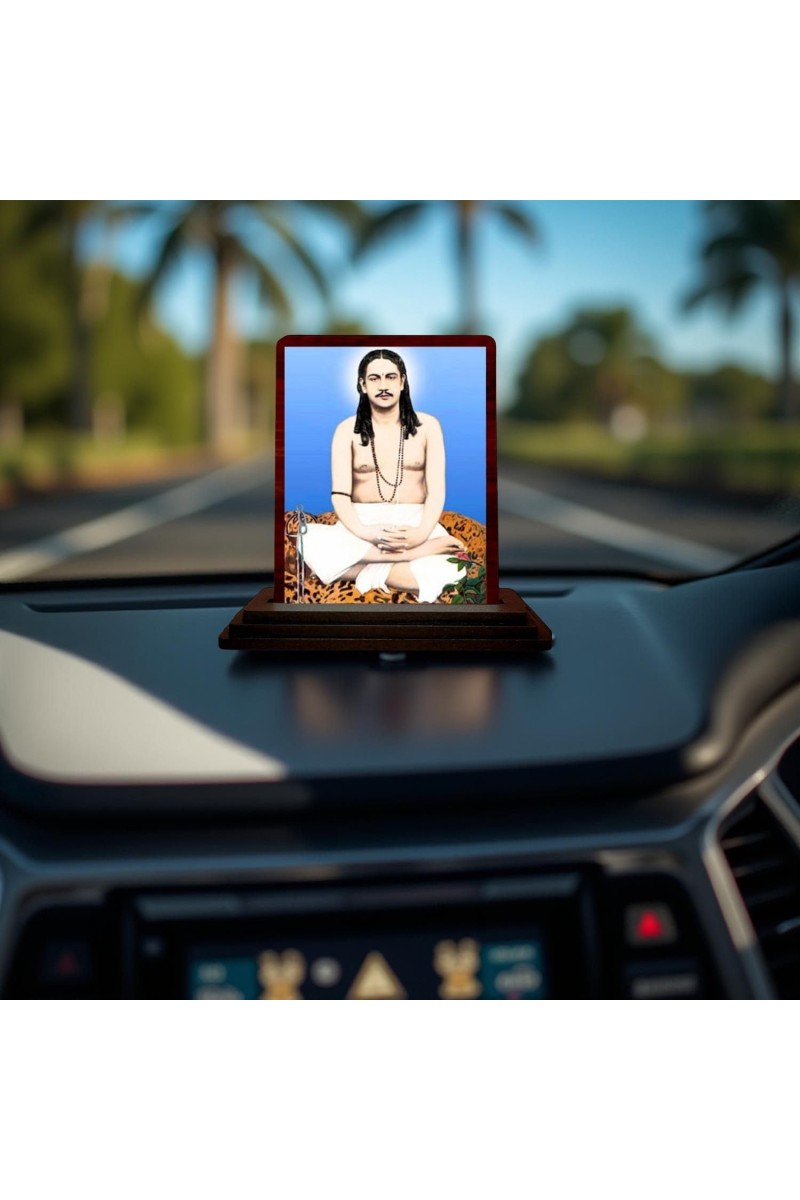 Car Desk/Table Top Bhaktivedanta Swami Prabhupada Wooden Photo Stand 3x4 Inches, Compact & Stylish Spiritual Display For Car, Home & Office (Pack Of 1) (F14436)