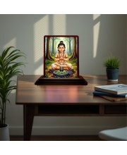 Car Desk/Table Top Lord Shiva Wooden Photo Stand 3x4 Inches, Compact & Stylish Spiritual Display For Car, Home & Office (Pack Of 1) (F15151)
