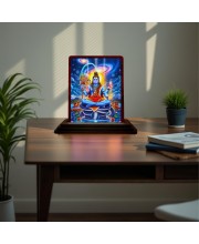 Car Desk/Table Top Lord Shiva Wooden Photo Stand 3x4 Inches, Compact & Stylish Spiritual Display For Car, Home & Office (Pack Of 1) (F15104)