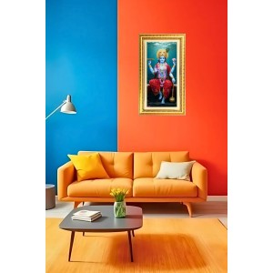 Lord Vishnu Digital Golden Color Photo Frame | Hindu Religious Wall Decor | 8x15 Inches - Inspirational Wall Art For Office, Home Decor - Ideal Spiritual Gift (F10398)
