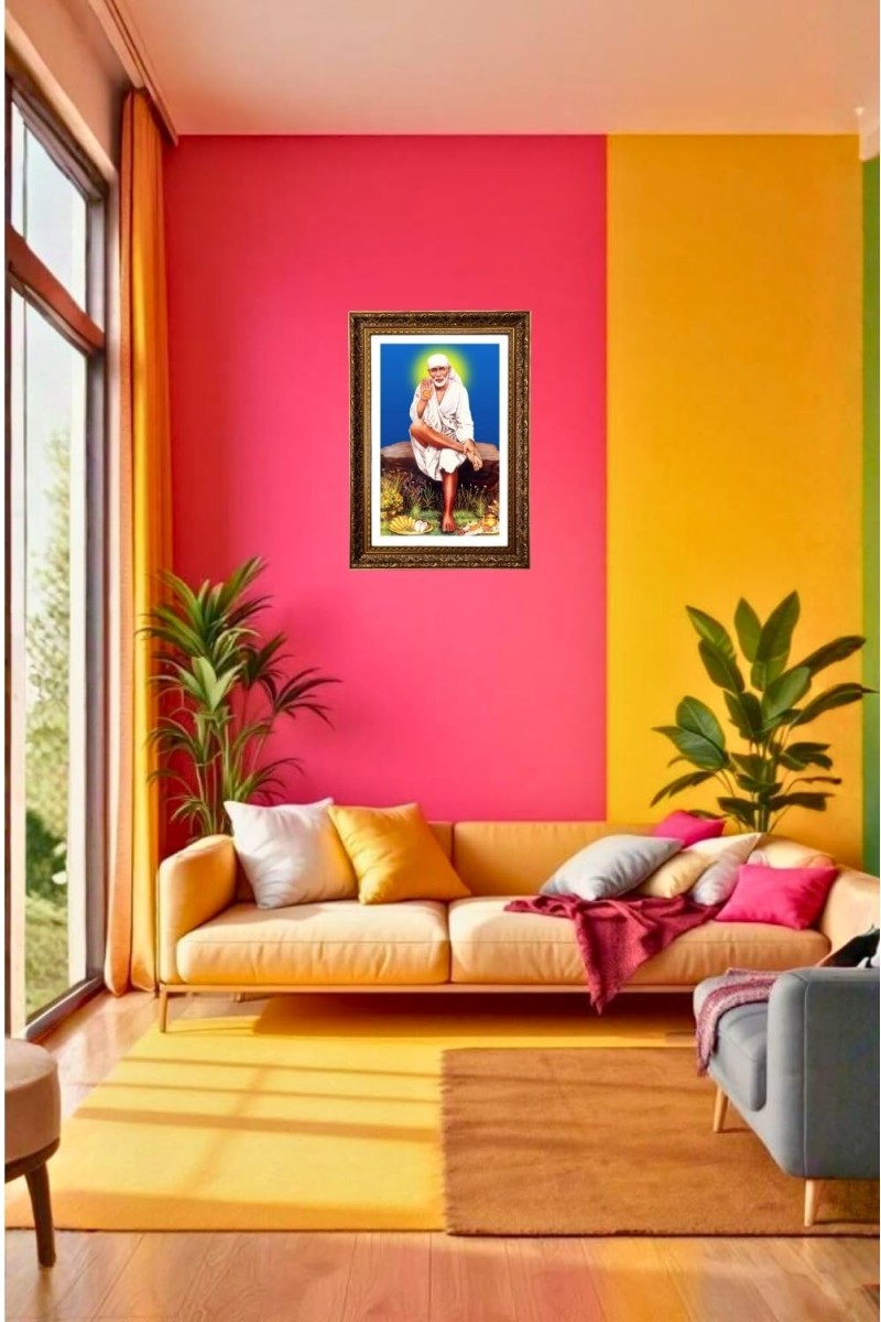Shree Sriddhi Sai Baba Big Photo Frame - 20x28 Inches For Home,Temple & Office Decoration (F11245)