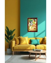 Yashodha Krishna Photo Frame For Wall & Table | 7x9 Inch Golden Cherry Finish | Decorative Yashodha Krishna Photo Frame For Home, Office & Pooja Room (F11896)