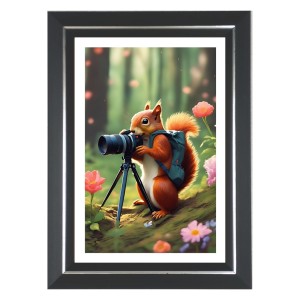 Squirrel Photo Wall & Table Frame | 16x20 Inch Black Designer | Perfect For Gifting & Home Decor (F9571)