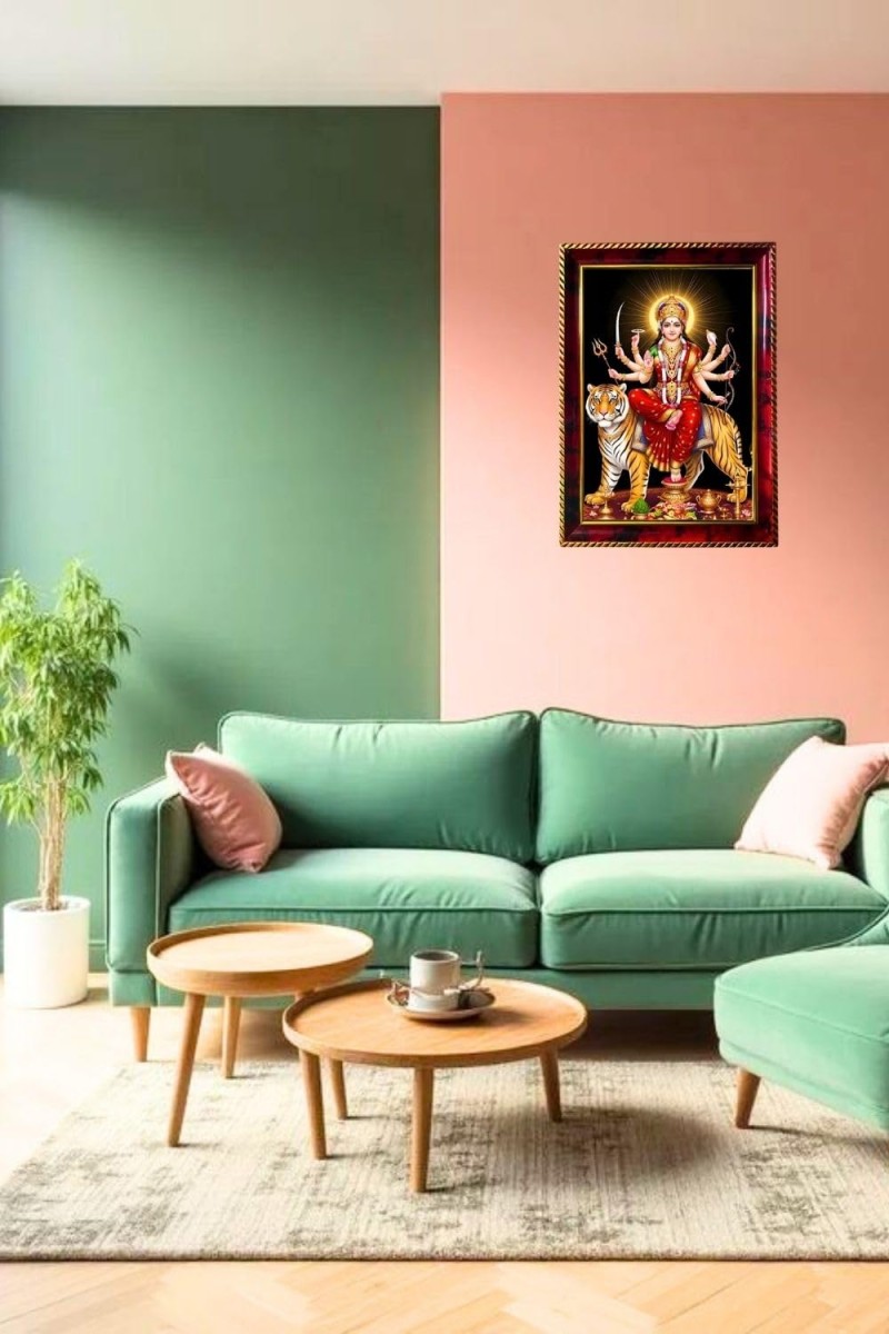 Maa Kali Photo Frame For Wall & Table | 7x9 Inch Golden Cherry Finish | Decorative Maa Kali Photo Frame For Home, Office & Pooja Room (F11653)