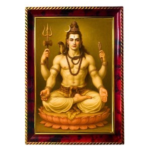 Lord Shiva Photo Frame For Wall & Table | 7x9 Inch Golden Cherry Finish | Decorative Lord Shiva Photo Frame For Home, Office & Pooja Room (F11807)