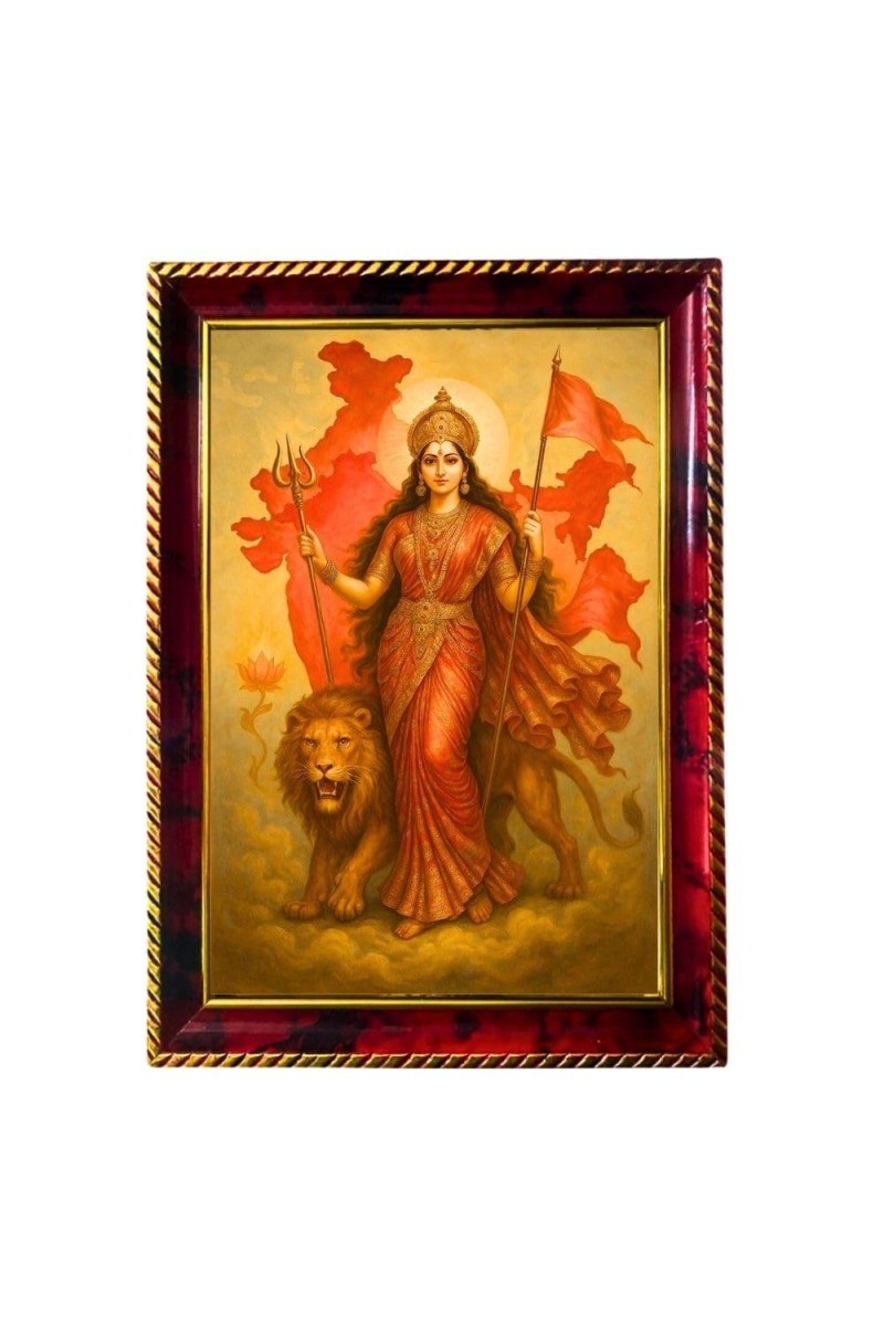 Bhu Devi Photo Frame For Wall & Table | 7x9 Inch Golden Cherry Finish | Decorative Bhu Devi Photo Frame For Home, Office & Pooja Room (F11729)