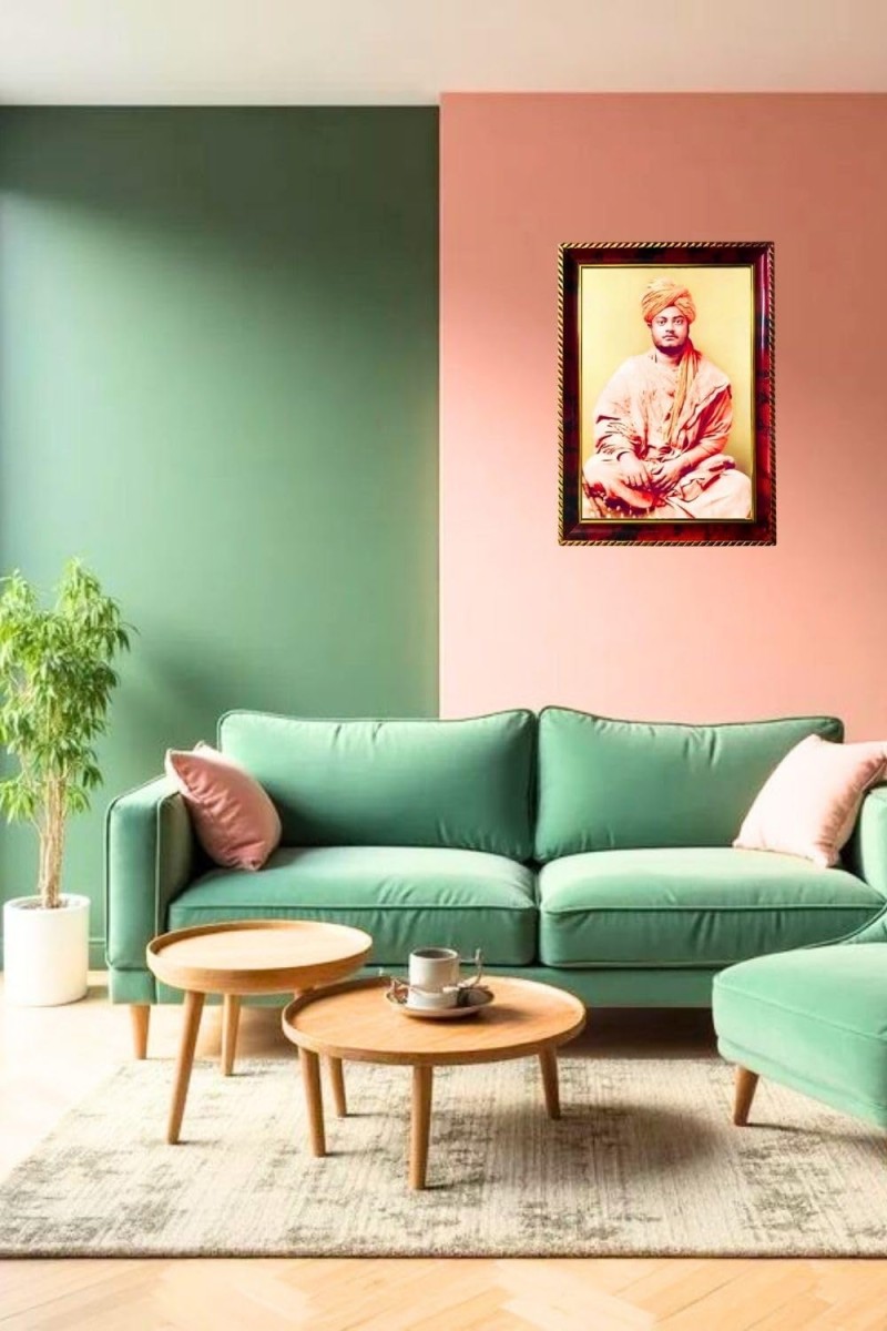 Swami Vivekananda Photo Frame For Wall & Table | 7x9 Inch Golden Cherry Finish | Decorative Swami Vivekananda Photo Frame For Home, Office & Pooja Room (F11755)