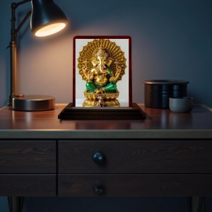 Car Desk/Table Top Lord Ganesha Wooden Photo Stand 3x4 Inches, Compact & Stylish Spiritual Display For Car, Home & Office (Pack Of 1) (F14262) Car Desk/Table Top Lord Ganesha Wooden Photo Stand 3x4 Inches, Compact & Stylish Spiritual Display For Car, Home & Office (Pack Of 1) (F14262)