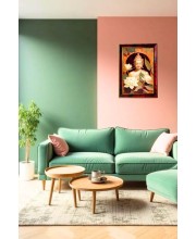 Serene Buddha Photo Frame For Wall & Table | 7x9 Inch Golden Cherry Finish | Decorative Serene Buddha Photo Frame For Home, Office & Pooja Room (F11591)