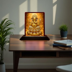 Car Desk/Table Top Lord Ganesha Wooden Photo Stand 3x4 Inches, Compact & Stylish Spiritual Display For Car, Home & Office (Pack Of 1) (F15089) Car Desk/Table Top Lord Ganesha Wooden Photo Stand 3x4 Inches, Compact & Stylish Spiritual Display For Car, Home & Office (Pack Of 1) (F15089)