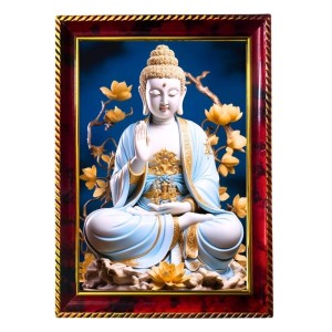 Serene Buddha Photo Frame For Wall & Table | 7x9 Inch Golden Cherry Finish | Decorative Serene Buddha Photo Frame For Home, Office & Pooja Room (F11855) Serene Buddha Photo Frame For Wall & Table | 7x9 Inch Golden Cherry Finish | Decorative Serene Buddha Photo Frame For Home, Office & Pooja Room (F11855)