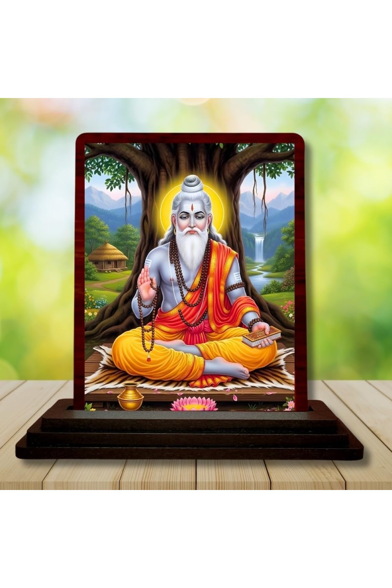Car Desk/Table Top Valmiki Wooden Photo Stand 3x4 Inches, Compact & Stylish Spiritual Display For Car, Home & Office (Pack Of 1) (F15168)