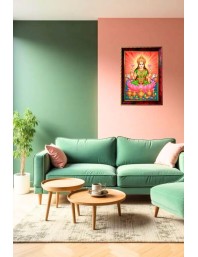 Lakshmi Devi Photo Frame For Wall & Table | 7x9 Inch Golden Cherry Finish | Decorative Lakshmi Devi Photo Frame For Home, Office & Pooja Room (F11718)