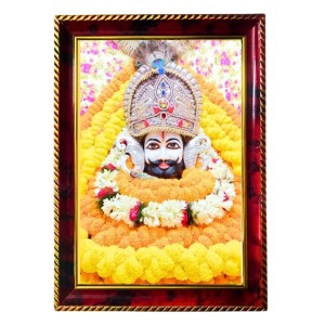 Khatu Shyamji Baba Photo Frame For Wall & Table | 7x9 Inch Golden Cherry Finish | Decorative Khatu Shyam Baba Photo Frame For Home, Office & Pooja Room (F11437)