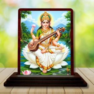 Car Desk/Table Top Goddess Saraswathi Wooden Photo Stand 3x4 Inches, Compact & Stylish Spiritual Display For Car, Home & Office (Pack Of 1) (F14648) Car Desk/Table Top Goddess Saraswathi Wooden Photo Stand 3x4 Inches, Compact & Stylish Spiritual Display For Car, Home & Office (Pack Of 1) (F14648)