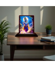 Car Desk/Table Top Lord Krishna Wooden Photo Stand 3x4 Inches, Compact & Stylish Spiritual Display For Car, Home & Office (Pack Of 1) (F15189)