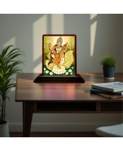Car Desk/Table Top Maa Sarswati Wooden Photo Stand 3x4 Inches, Compact & Stylish Spiritual Display For Car, Home & Office (Pack Of 1) (F15173)