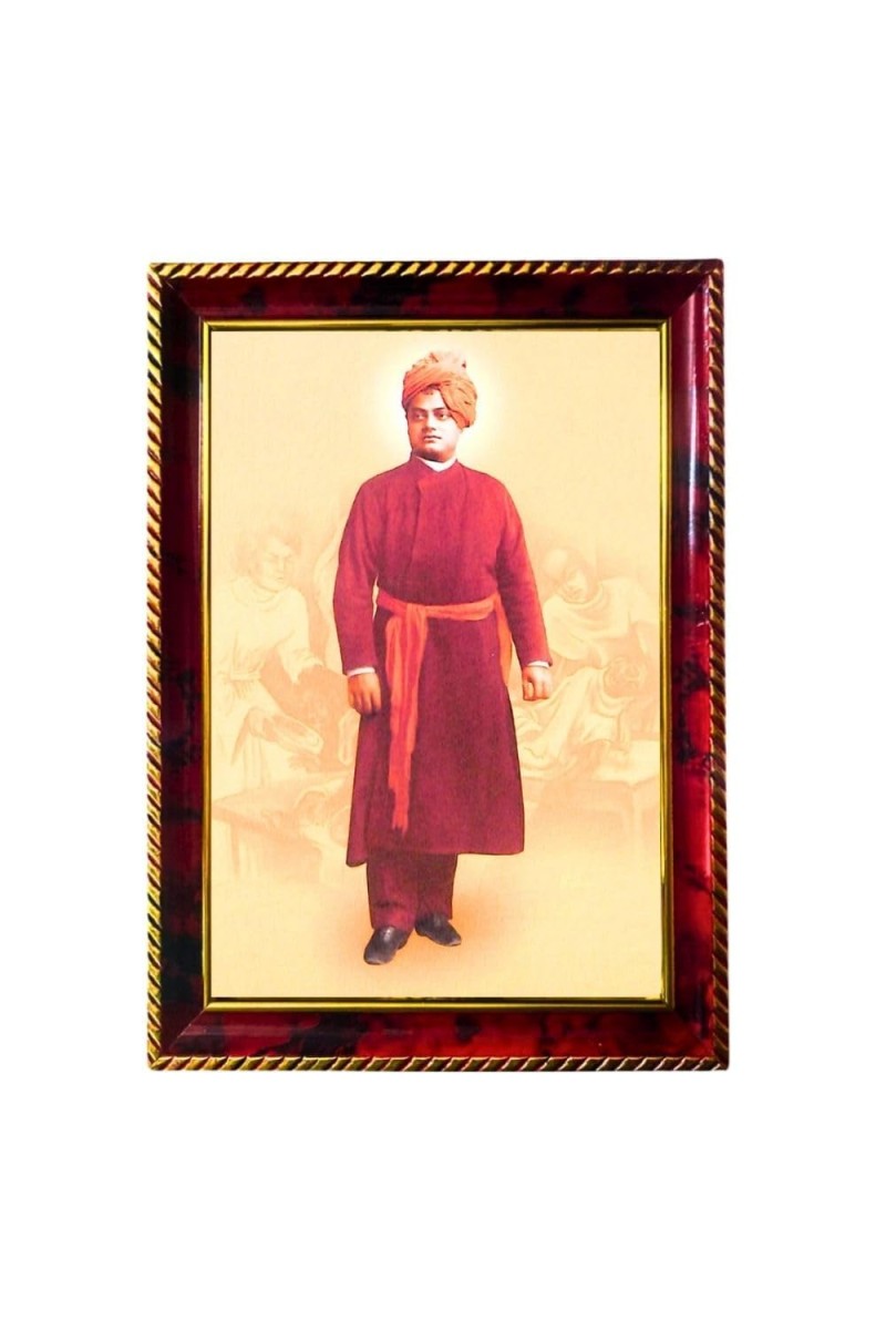 Swami Vivekananda Photo Frame For Wall & Table | 7x9 Inch Golden Cherry Finish | Decorative Swami Vivekananda Photo Frame For Home, Office & Pooja Room (F11730)
