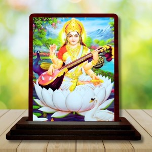 Car Desk/Table Top Maa Sarswati Wooden Photo Stand 3x4 Inches, Compact & Stylish Spiritual Display For Car, Home & Office (Pack Of 1) (F15055) Car Desk/Table Top Maa Sarswati Wooden Photo Stand 3x4 Inches, Compact & Stylish Spiritual Display For Car, Home & Office (Pack Of 1) (F15055)