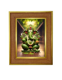 Lord Ganesha Photo Frame 12x16 Inches-Brown Wooden Frame For Home, Office & Temple Decoration And Gifting (F6233)
