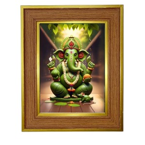 Lord Ganesha Photo Frame 12x16 Inches-Brown Wooden Frame For Home, Office & Temple Decoration And Gifting (F6233)