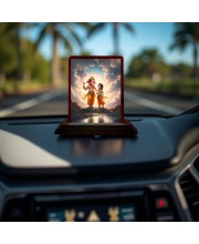 Car Desk/Table Top Lord Ganesha And Karthikeya Wooden Photo Stand 3x4 Inches, Compact & Stylish Spiritual Display For Car, Home & Office (Pack Of 1) (F14367)