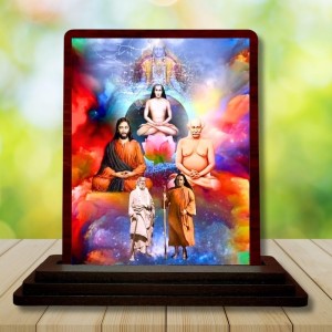 Car Desk/Table Top Mahavathar Babaji Wooden Photo Stand 3x4 Inches, Compact & Stylish Spiritual Display For Car, Home & Office (Pack Of 1) (F14318)
