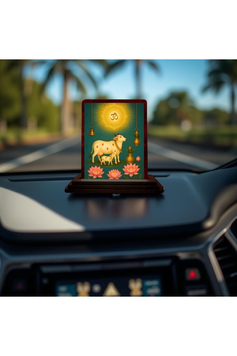 Car Desk/Table Top Go Matha Wooden Photo Stand 3x4 Inches, Compact & Stylish Spiritual Display For Car, Home & Office (Pack Of 1) (F14268)