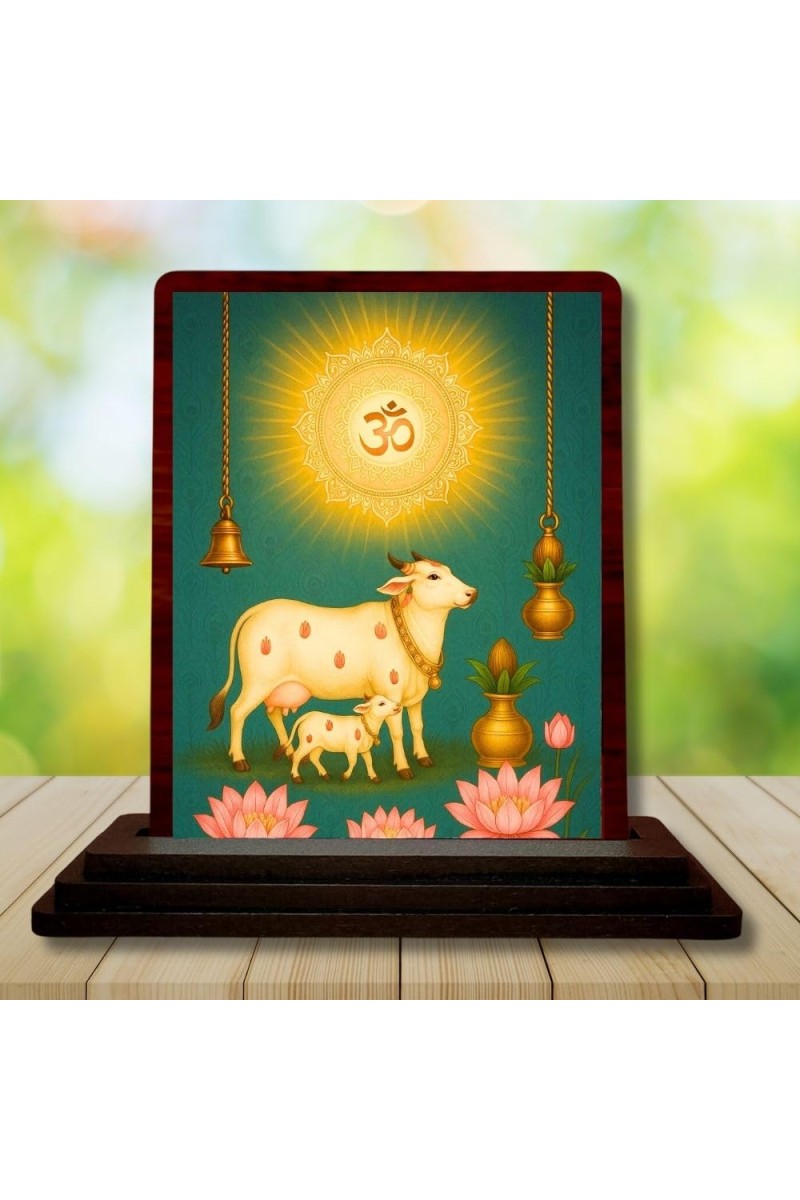 Car Desk/Table Top Gomatha Wooden Photo Stand 3x4 Inches, Compact & Stylish Spiritual Display For Car, Home & Office (Pack Of 1) (F14550)