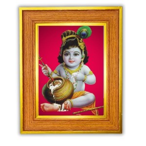 Bal Krishna Photo Frame 10x14 Inches-Brown Wooden Frame For Home, Office & Temple Decoration And Gifting (F6434) Bal Krishna Photo Frame 10x14 Inches-Brown Wooden Frame For Home, Office & Temple Decoration And Gifting (F6434)